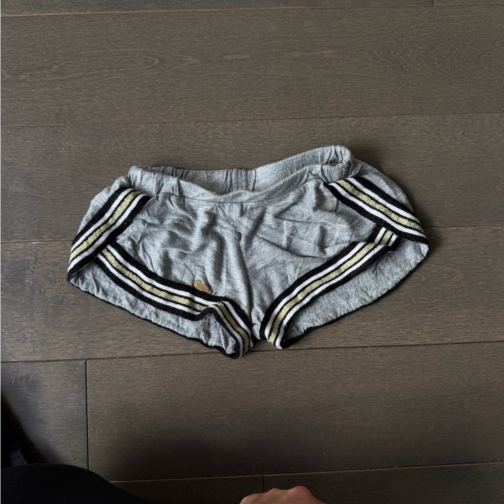 Flowers by Zoe Light Gray Athletic Shorts with Black and Cream Side Stripes